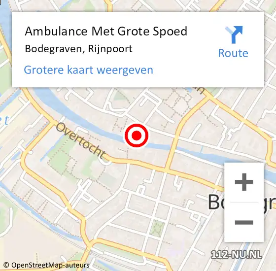 Locatie op kaart van de 112 melding: Ambulance Met Grote Spoed Naar Bodegraven, Rijnpoort op 28 juli 2021 11:14