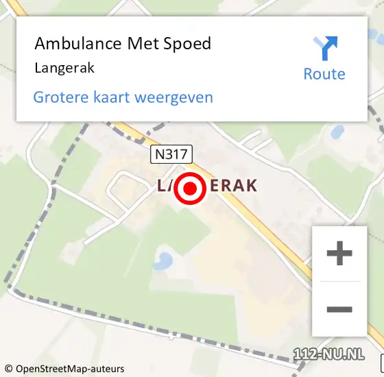 Locatie op kaart van de 112 melding: Ambulance Met Spoed Naar Langerak op 28 juli 2021 12:01
