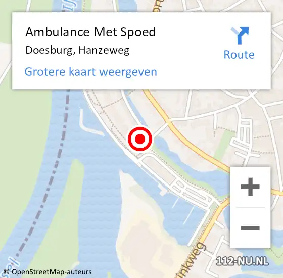 Locatie op kaart van de 112 melding: Ambulance Met Spoed Naar Doesburg, Hanzeweg op 28 juli 2021 14:35