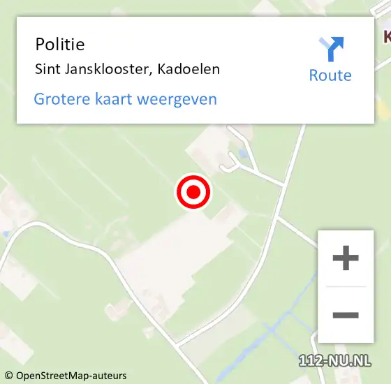 Locatie op kaart van de 112 melding: Politie Sint Jansklooster, Kadoelen op 28 juli 2021 14:48