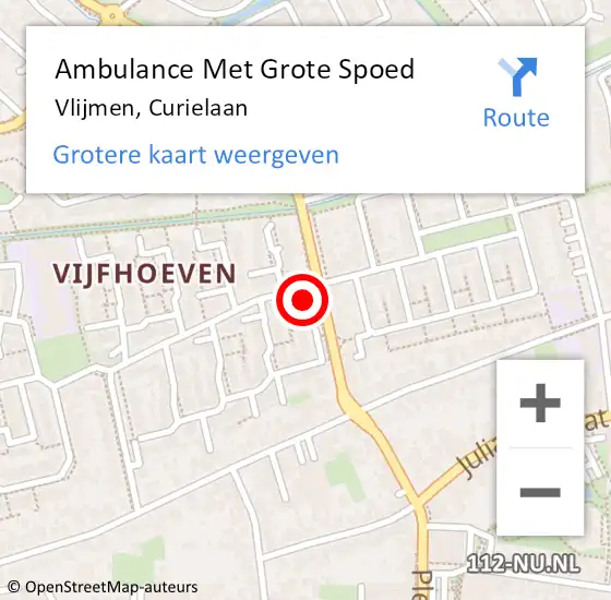 Locatie op kaart van de 112 melding: Ambulance Met Grote Spoed Naar Vlijmen, Curielaan op 18 juni 2014 00:16