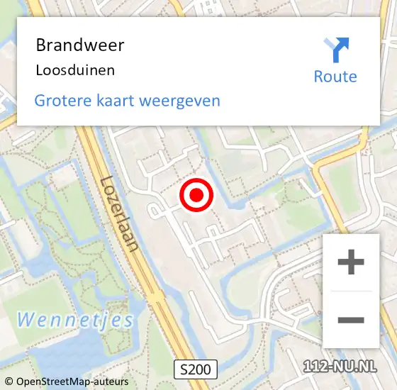 Locatie op kaart van de 112 melding: Brandweer Loosduinen op 28 juli 2021 20:44