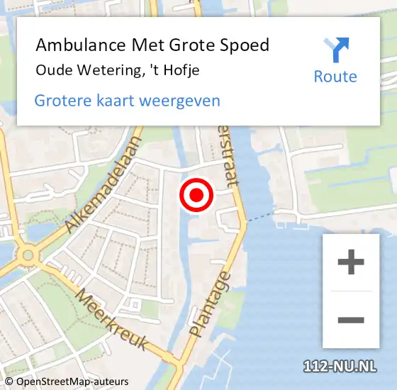 Locatie op kaart van de 112 melding: Ambulance Met Grote Spoed Naar Oude Wetering, 't Hofje op 29 juli 2021 01:11