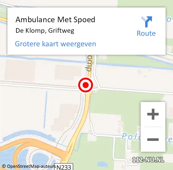 Locatie op kaart van de 112 melding: Ambulance Met Spoed Naar De Klomp, Griftweg op 29 juli 2021 09:48