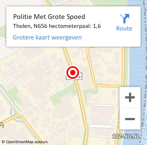 Locatie op kaart van de 112 melding: Politie Met Grote Spoed Naar Tholen, N656 hectometerpaal: 1,6 op 29 juli 2021 11:58