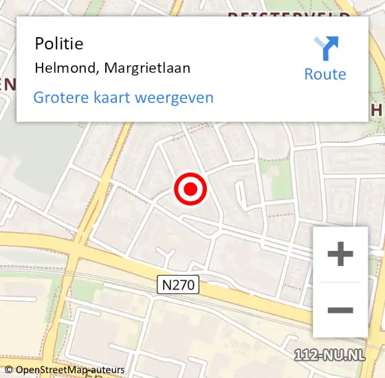 Locatie op kaart van de 112 melding: Politie Helmond, Margrietlaan op 29 juli 2021 14:12