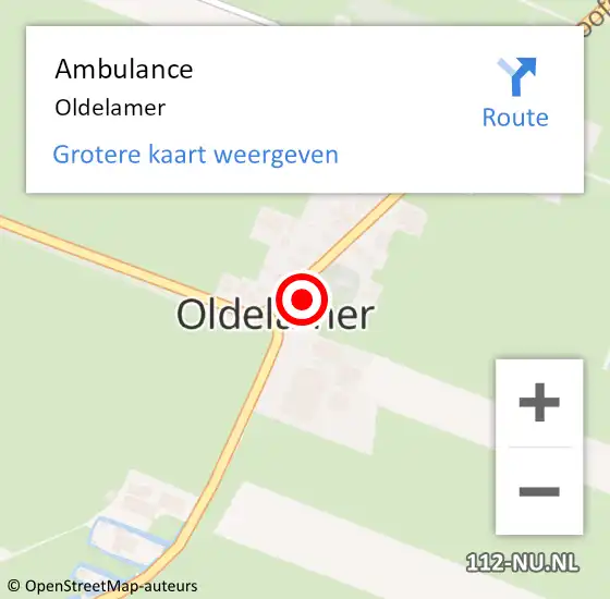 Locatie op kaart van de 112 melding: Ambulance Oldelamer op 29 juli 2021 16:55