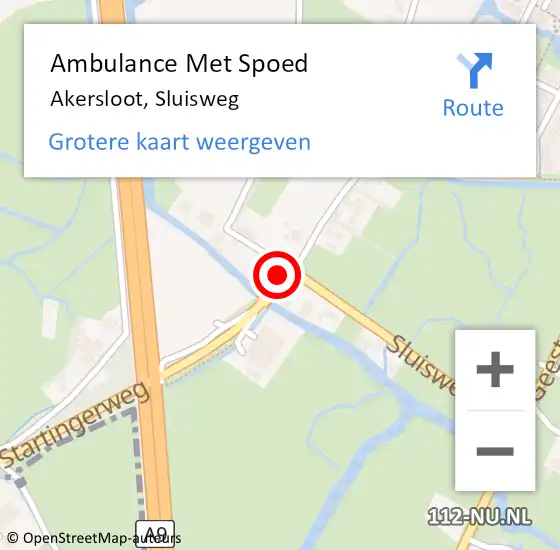 Locatie op kaart van de 112 melding: Ambulance Met Spoed Naar Akersloot, Sluisweg op 29 juli 2021 17:54