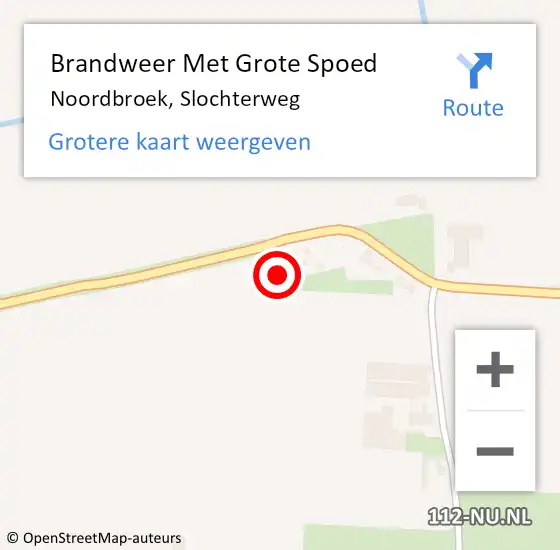 Locatie op kaart van de 112 melding: Brandweer Met Grote Spoed Naar Noordbroek, Slochterweg op 29 juli 2021 21:14