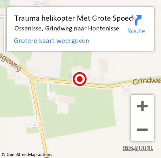 Locatie op kaart van de 112 melding: Trauma helikopter Met Grote Spoed Naar Ossenisse, Grindweg naar Hontenisse op 30 juli 2021 01:13