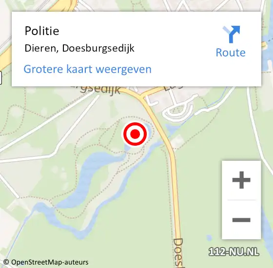 Locatie op kaart van de 112 melding: Politie Dieren, Doesburgsedijk op 30 juli 2021 06:06