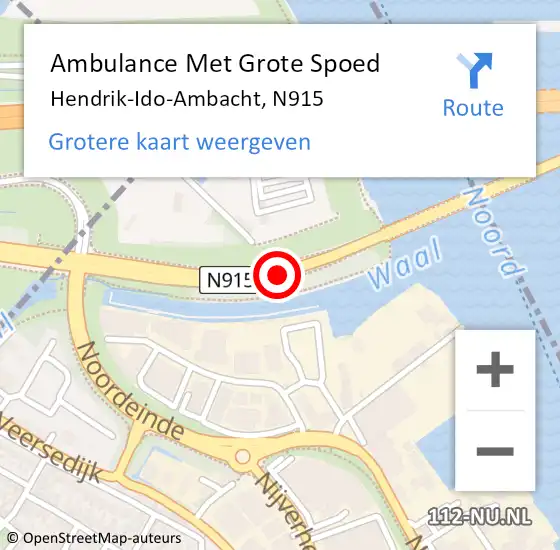 Locatie op kaart van de 112 melding: Ambulance Met Grote Spoed Naar Hendrik Ido Ambacht, N915 R op 18 juni 2014 10:22