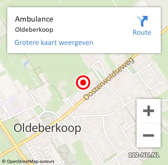 Locatie op kaart van de 112 melding: Ambulance Oldeberkoop op 30 juli 2021 13:55