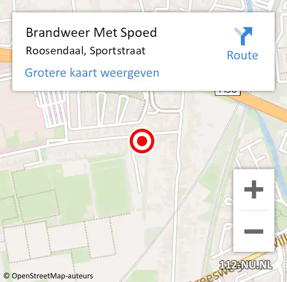 Locatie op kaart van de 112 melding: Brandweer Met Spoed Naar Roosendaal, Sportstraat op 30 juli 2021 13:58