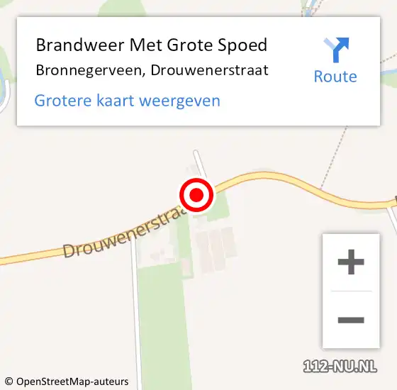 Locatie op kaart van de 112 melding: Brandweer Met Grote Spoed Naar Bronnegerveen, Drouwenerstraat op 30 juli 2021 14:24