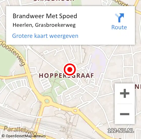 Locatie op kaart van de 112 melding: Brandweer Met Spoed Naar Heerlen, Grasbroekerweg op 30 juli 2021 16:03