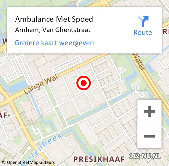 Locatie op kaart van de 112 melding: Ambulance Met Spoed Naar Arnhem, Van Ghentstraat op 30 juli 2021 16:03