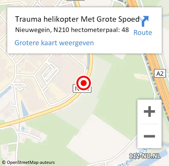 Locatie op kaart van de 112 melding: Trauma helikopter Met Grote Spoed Naar Nieuwegein, N210 hectometerpaal: 48 op 30 juli 2021 19:41