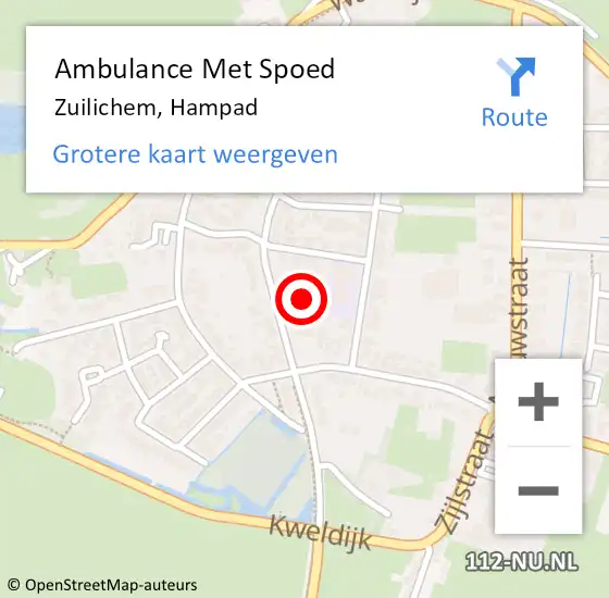 Locatie op kaart van de 112 melding: Ambulance Met Spoed Naar Zuilichem, Hampad op 30 juli 2021 21:51
