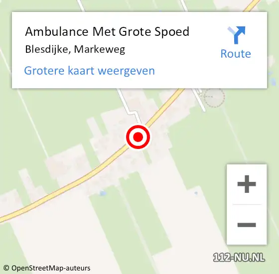Locatie op kaart van de 112 melding: Ambulance Met Grote Spoed Naar Blesdijke, Markeweg op 5 oktober 2013 13:14