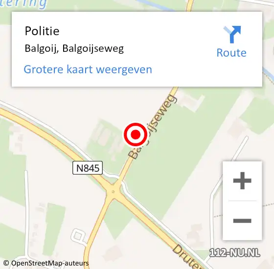 Locatie op kaart van de 112 melding: Politie Balgoij, Balgoijseweg op 30 juli 2021 23:21