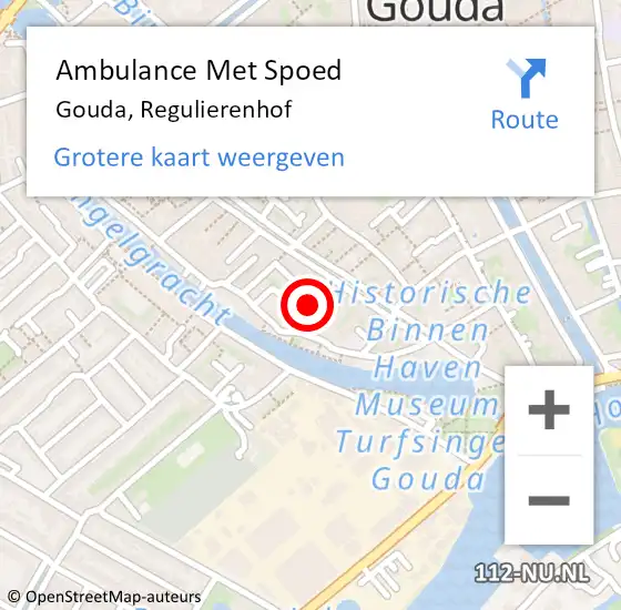 Locatie op kaart van de 112 melding: Ambulance Met Spoed Naar Gouda, Regulierenhof op 31 juli 2021 03:39