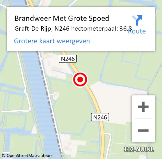 Locatie op kaart van de 112 melding: Brandweer Met Grote Spoed Naar Graft-De Rijp, N246 hectometerpaal: 36,8 op 31 juli 2021 07:18