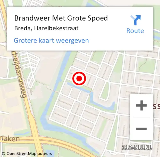 Locatie op kaart van de 112 melding: Brandweer Met Grote Spoed Naar Breda, Harelbekestraat op 31 juli 2021 07:33