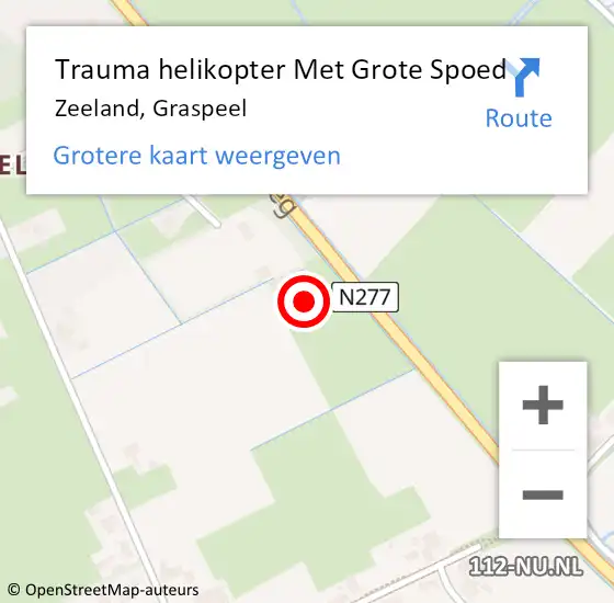 Locatie op kaart van de 112 melding: Trauma helikopter Met Grote Spoed Naar Zeeland, Graspeel op 31 juli 2021 08:14