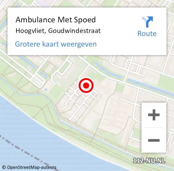 Locatie op kaart van de 112 melding: Ambulance Met Spoed Naar Hoogvliet, Goudwindestraat op 31 juli 2021 08:50