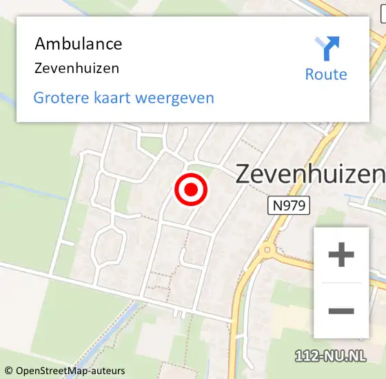 Locatie op kaart van de 112 melding: Ambulance Zevenhuizen op 31 juli 2021 11:42