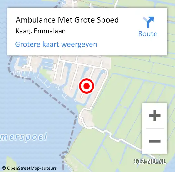Locatie op kaart van de 112 melding: Ambulance Met Grote Spoed Naar Kaag, Emmalaan op 31 juli 2021 13:03