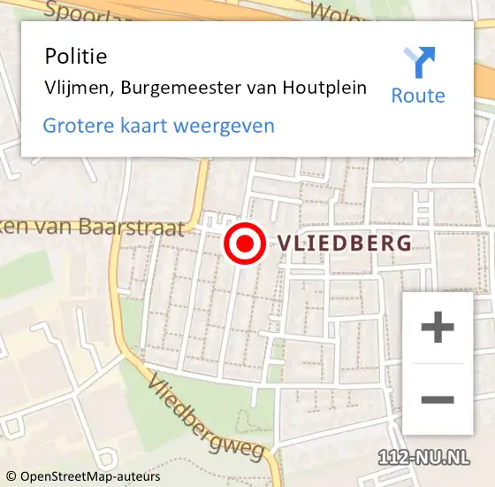 Locatie op kaart van de 112 melding: Politie Vlijmen, Burgemeester van Houtplein op 31 juli 2021 13:26