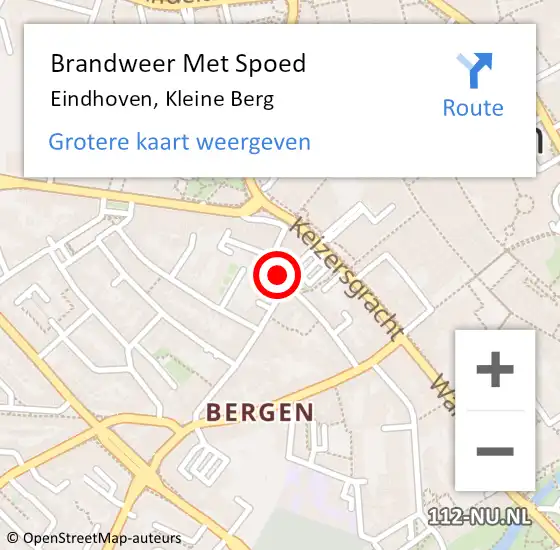 Locatie op kaart van de 112 melding: Brandweer Met Spoed Naar Eindhoven, Kleine Berg op 31 juli 2021 16:37