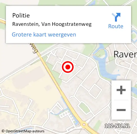 Locatie op kaart van de 112 melding: Politie Ravenstein, Van Hoogstratenweg op 31 juli 2021 17:05