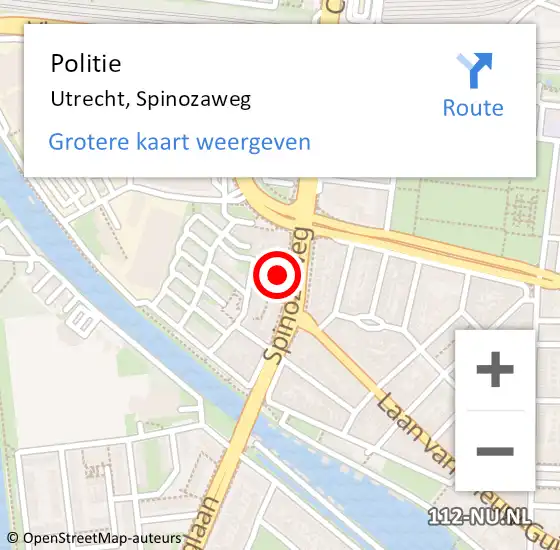 Locatie op kaart van de 112 melding: Politie Utrecht, Spinozaweg op 31 juli 2021 19:13