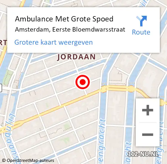 Locatie op kaart van de 112 melding: Ambulance Met Grote Spoed Naar Amsterdam, Eerste Bloemdwarsstraat op 31 juli 2021 22:08