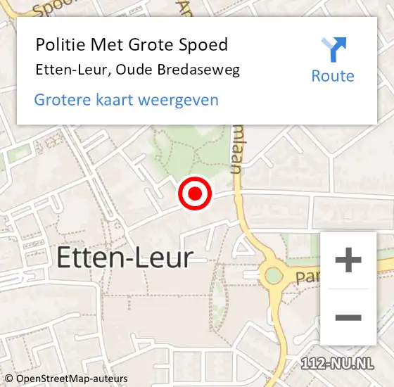 Locatie op kaart van de 112 melding: Politie Met Grote Spoed Naar Etten-Leur, Oude Bredaseweg op 1 augustus 2021 02:42
