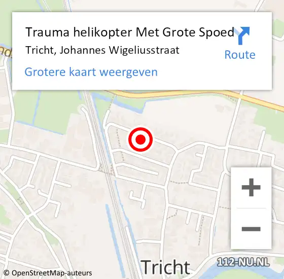 Locatie op kaart van de 112 melding: Trauma helikopter Met Grote Spoed Naar Tricht, Johannes Wigeliusstraat op 1 augustus 2021 04:07
