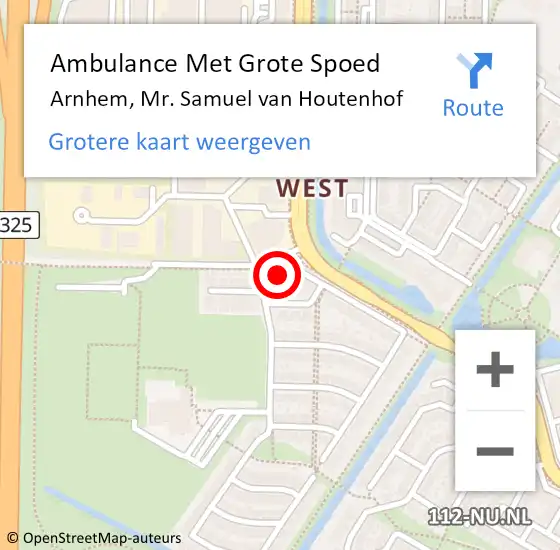 Locatie op kaart van de 112 melding: Ambulance Met Grote Spoed Naar Arnhem, Mr. Samuel van Houtenhof op 1 augustus 2021 04:33