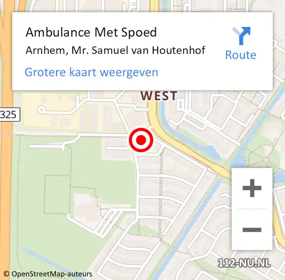 Locatie op kaart van de 112 melding: Ambulance Met Spoed Naar Arnhem, Mr. Samuel van Houtenhof op 1 augustus 2021 10:14