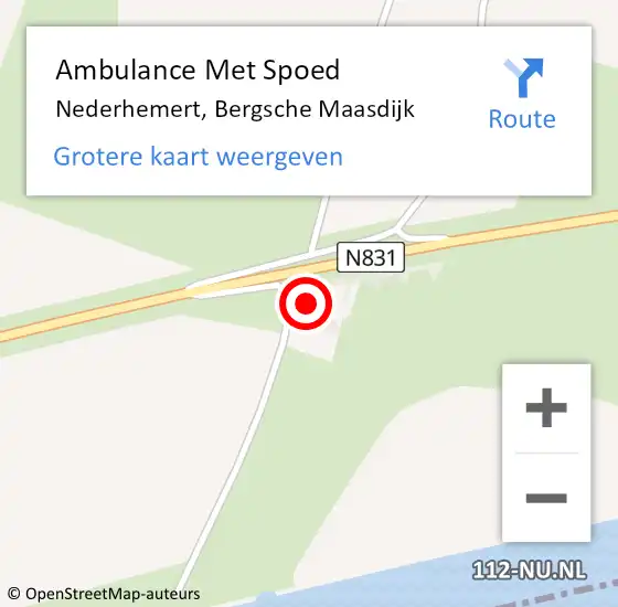 Locatie op kaart van de 112 melding: Ambulance Met Spoed Naar Nederhemert, Bergsche Maasdijk op 1 augustus 2021 12:05
