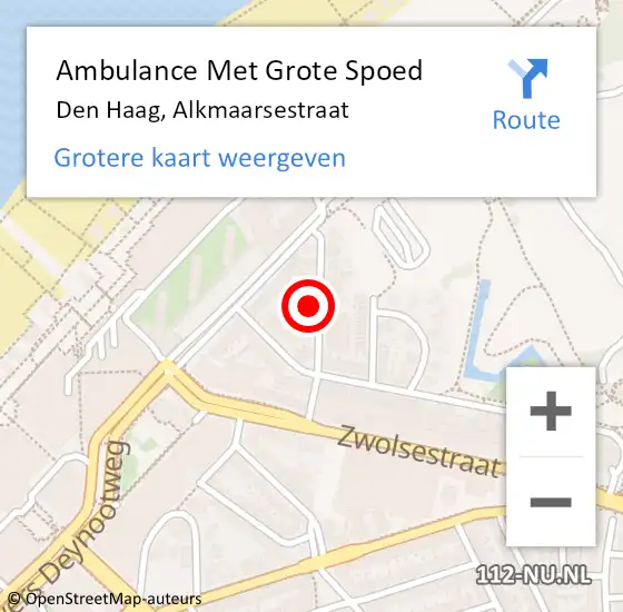 Locatie op kaart van de 112 melding: Ambulance Met Grote Spoed Naar Den Haag, Alkmaarsestraat op 1 augustus 2021 13:46