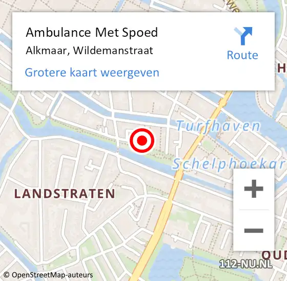 Locatie op kaart van de 112 melding: Ambulance Met Spoed Naar Alkmaar, Wildemanstraat op 1 augustus 2021 15:21