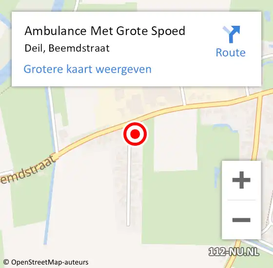 Locatie op kaart van de 112 melding: Ambulance Met Grote Spoed Naar Deil, Beemdstraat op 1 augustus 2021 20:08