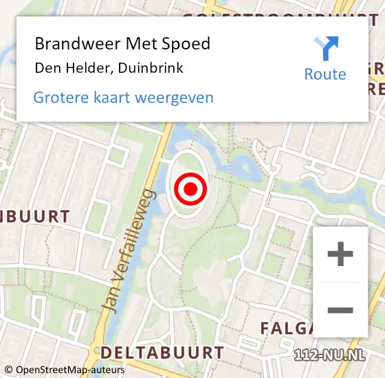 Locatie op kaart van de 112 melding: Brandweer Met Spoed Naar Den Helder, Duinbrink op 1 augustus 2021 20:27
