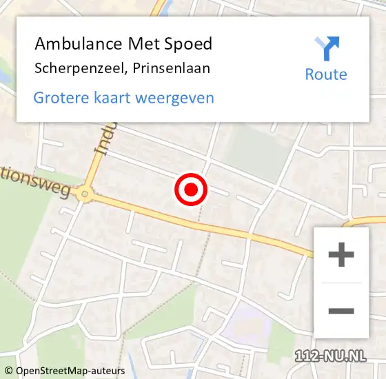 Locatie op kaart van de 112 melding: Ambulance Met Spoed Naar Scherpenzeel, Prinsenlaan op 1 augustus 2021 22:04