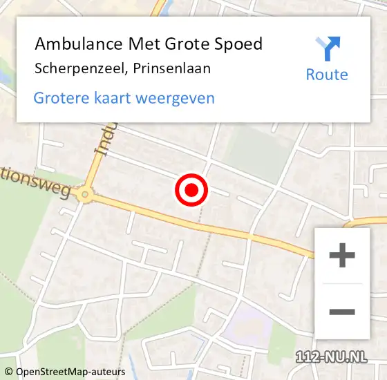 Locatie op kaart van de 112 melding: Ambulance Met Grote Spoed Naar Scherpenzeel, Prinsenlaan op 1 augustus 2021 22:05