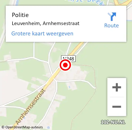 Locatie op kaart van de 112 melding: Politie Leuvenheim, Arnhemsestraat op 2 augustus 2021 03:32