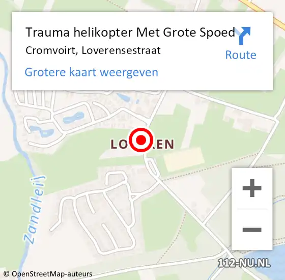 Locatie op kaart van de 112 melding: Trauma helikopter Met Grote Spoed Naar Cromvoirt, Loverensestraat op 2 augustus 2021 10:57